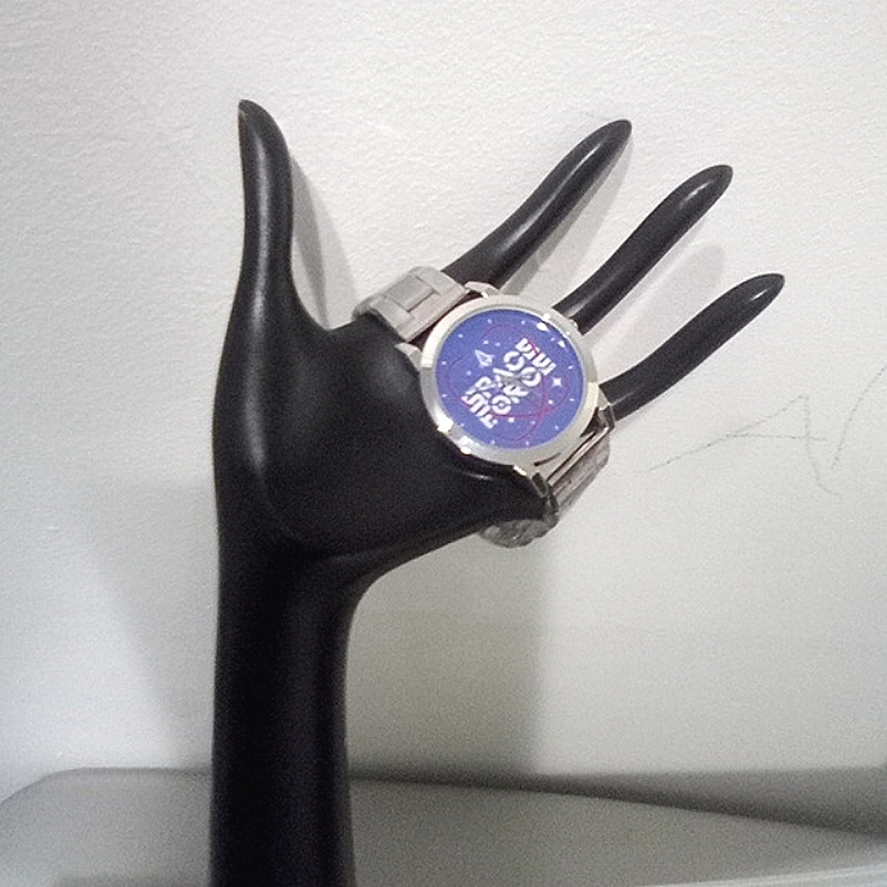 -Men's Silver Tone Space Force Face Wrist Watch